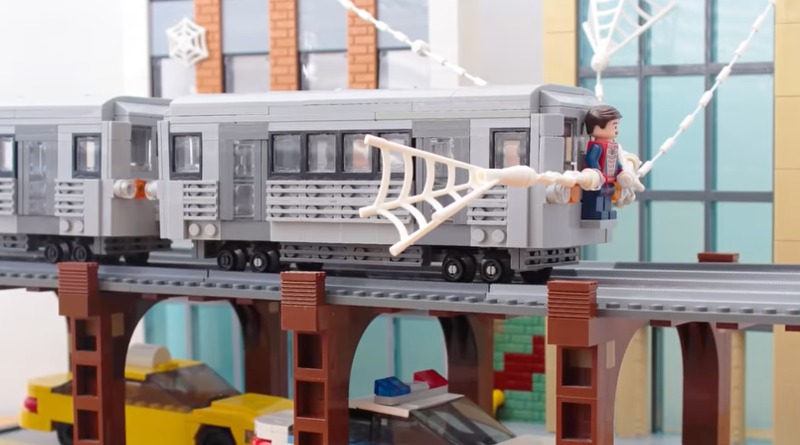 Spider-Man 2's iconic train scene gets recreated in LEGO